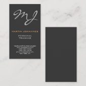 Carte de visite Calligraphique Monogram Grey Train (Devant / Derrière)