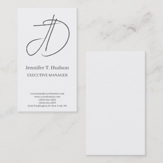 Carte De Visite Calligraphy trendy classical monogram profile card (Devant / Derrière)