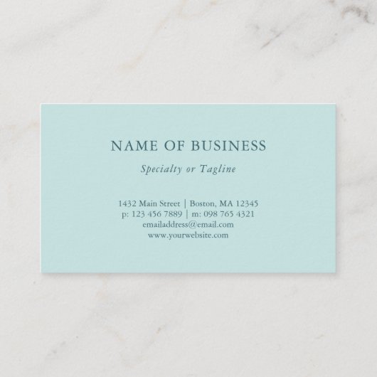 Carte De Visite Calm Teal Greenery Leaves - Therapist (Dos)