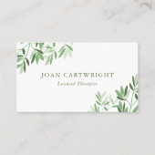 Carte De Visite Calme Feuilles de verdure douce - Thérapiste (Devant)