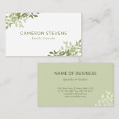 Carte De Visite Calme Olive Vert verdure Feuilles (Devant / Derrière)