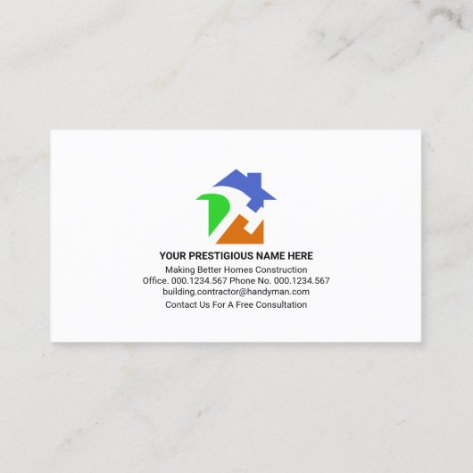 Carte De Visite Calques bleu monochrome Handyman Home Tools (Dos)