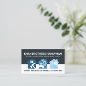 Carte De Visite Calques bleu monochrome Handyman Home Tools (Debout devant)