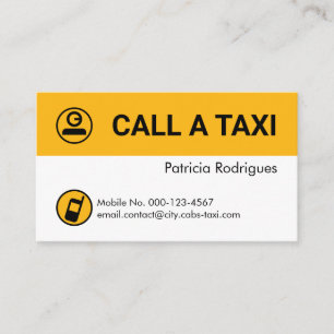 Carte De Visite Calques de taxi jaune minimaliste