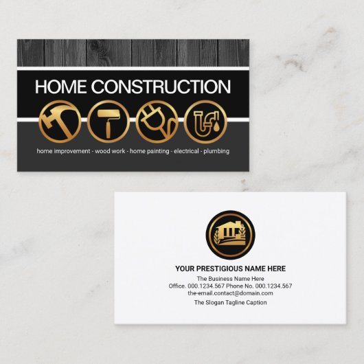 Carte De Visite Calques en bois gris Construction Outils main (Devant / Derrière)