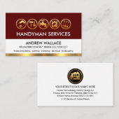 Carte De Visite Calques manches main en or rouge rétro (Devant / Derrière)