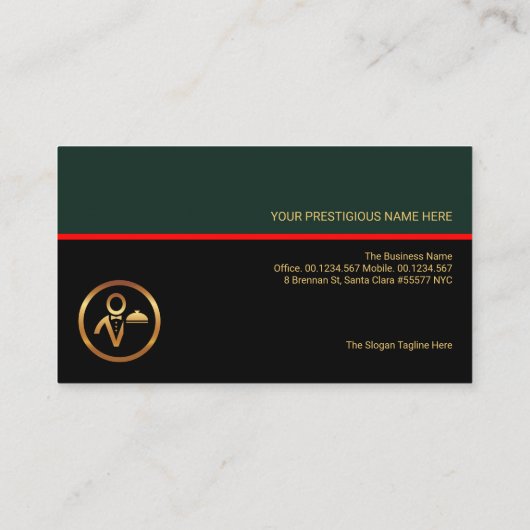 Carte De Visite Calques rétro stylés Red Line Butler Event Planner (Dos)