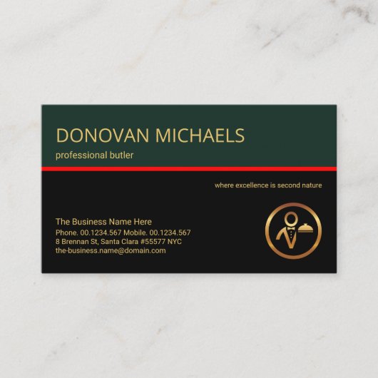 Carte De Visite Calques rétro stylés Red Line Butler Event Planner (Devant)