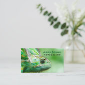Carte De Visite Caméléon vert merveilleux de reptile (Debout devant)