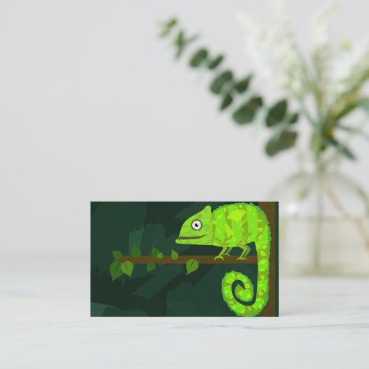 Carte De Visite Caméléon vert mignon (Debout devant)
