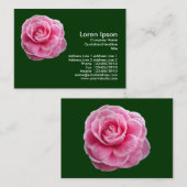 Carte De Visite Camélia rose 2 - Vert foncé (Devant / Derrière)