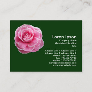 Carte De Visite Camélia rose 2 - Vert foncé