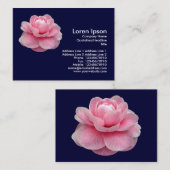Carte De Visite Camelia rose - bleu marine (Devant / Derrière)