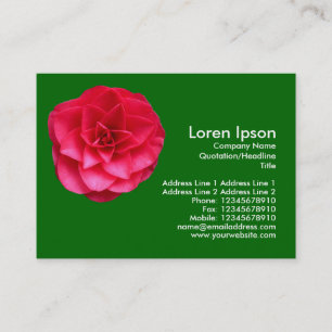 Carte De Visite Camélie rouge - Vert herbe