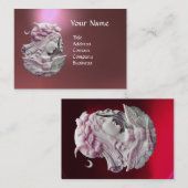 CARTE DE VISITE CAMEO ANTIQUE, DAME DE LUNE DE NUIT AVEC OWL (Devant / Derrière)