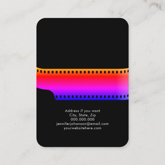 Carte De Visite Caméra à rouleaux QR Code noir (Dos)