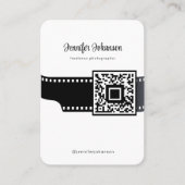 Carte De Visite Caméra à rouleaux QR Code noir et blanc (Devant)