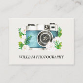 Carte De Visite Caméra avec Fleurs aquarelles (Devant)