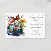 Carte De Visite Caméra Avec Fleurs Et Photographe Papillon (Dos)