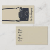 Carte De Visite Camera Beige Stylish Retro Blue Photographie (Devant / Derrière)