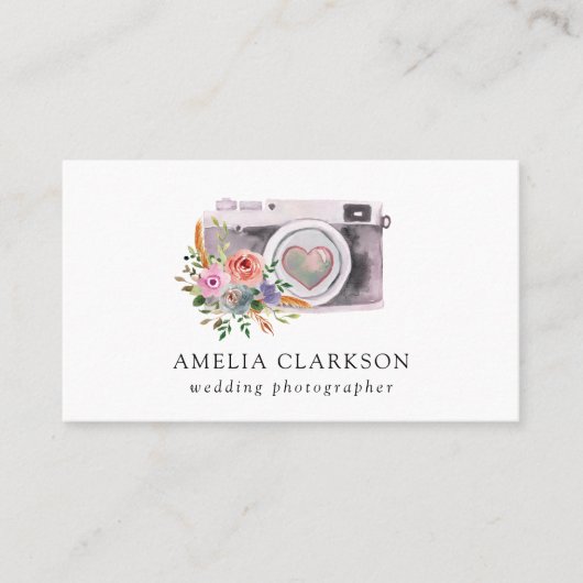 Carte De Visite Caméra d'aquarelle mariage (Devant)