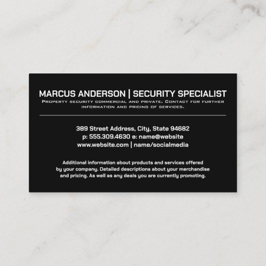 Carte De Visite Caméra de sécurité | Câble bardé (Dos)