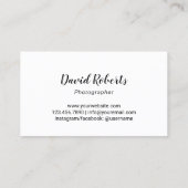 Carte De Visite Caméra de verdure Photographie noir et blanc (Dos)