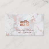 Carte De Visite Caméra en or rose sur marbre (Devant)