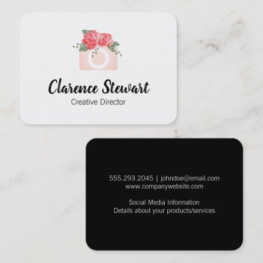 Carte De Visite Caméra florale (Devant / Derrière)