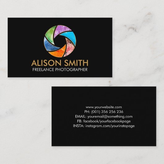 Carte De Visite Caméra Multi Gemstone De Luxe (Devant / Derrière)