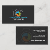 Carte De Visite Caméra photo Shutter Green Orange Blue Grey (Devant / Derrière)
