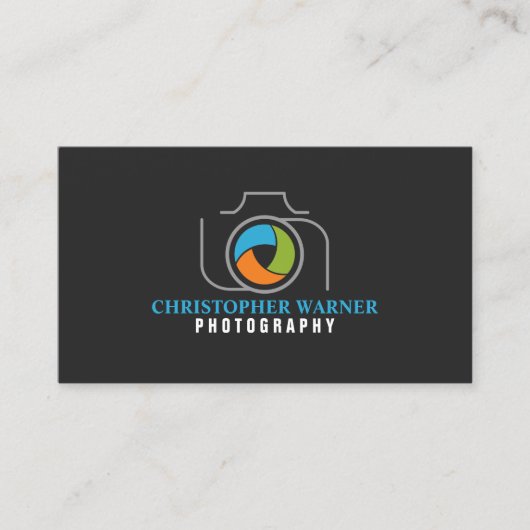 Carte De Visite Caméra photo Shutter Green Orange Blue Grey (Devant)