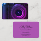 Carte De Visite Caméra photographe noir et violet (Devant / Derrière)