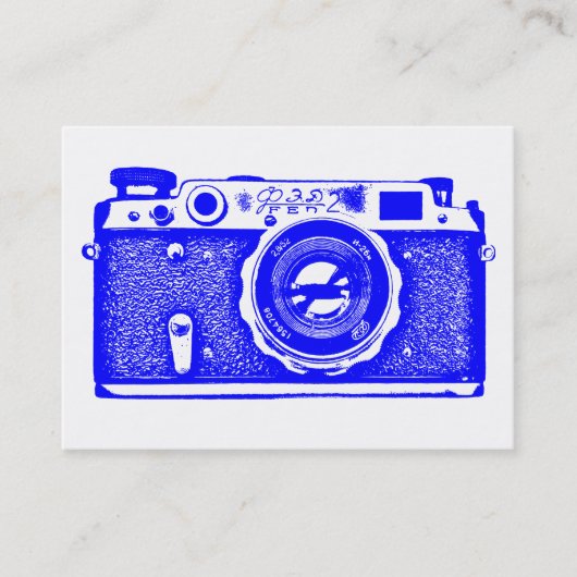 Carte De Visite Caméra russe - Bleu sur blanc (Devant)