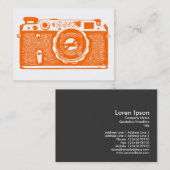 Carte De Visite Caméra russe - Orange en blanc (Devant / Derrière)