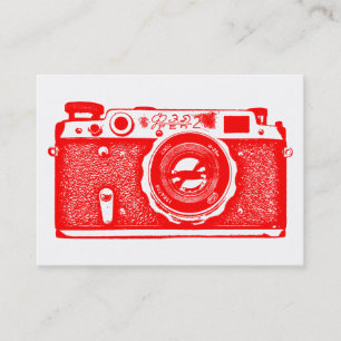 Carte De Visite Caméra russe - Rouge sur blanc