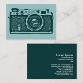 Carte De Visite Caméra russe - Vert foncé sur Vert bleu clair (Devant / Derrière)