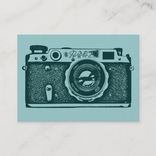 Carte De Visite Caméra russe - Vert foncé sur Vert bleu clair (Devant)
