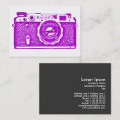 Carte De Visite Caméra russe - violet sur blanc (Devant / Derrière)