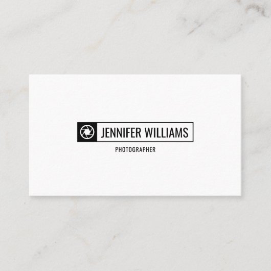 Carte De Visite Camera Shutter Logo Minimaliste photographe (Devant)