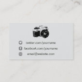 Carte De Visite Caméra vintage, design gris (Dos)