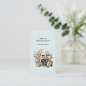 Carte De Visite Camera with Flowers Retro Pastel Image (Debout devant)