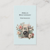 Carte De Visite Camera with Flowers Retro Pastel Image (Devant)