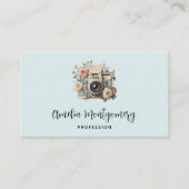 Carte De Visite Camera with Flowers Retro Pastel Image (Devant)