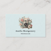 Carte De Visite Camera with Flowers Retro Pastel Image (Devant)