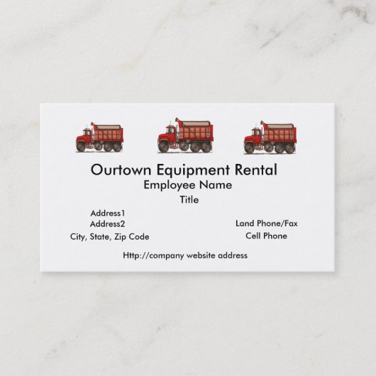 Carte De Visite Camion à benne basculante mignon de gravier (Devant)