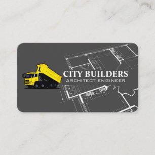 Carte De Visite Camion à benne Logo Construction Plan