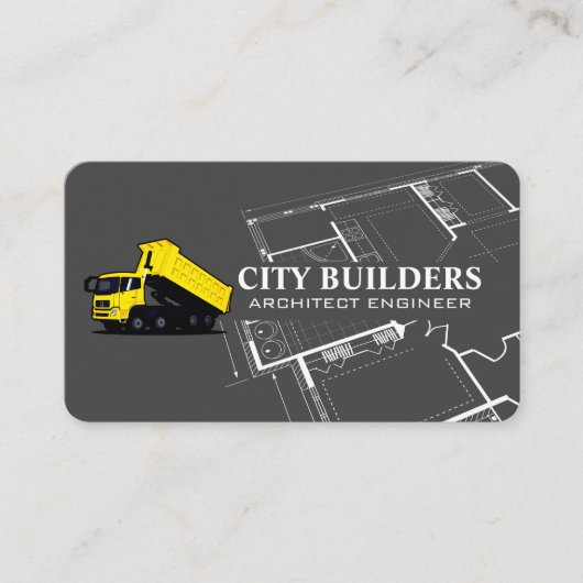 Carte De Visite Camion à benne Logo Construction | Plan (Devant)