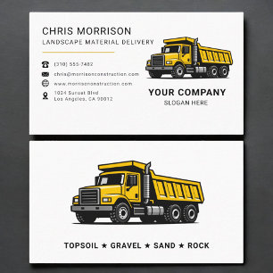 Carte De Visite Camion à benne pour la livraison de matériaux d'am