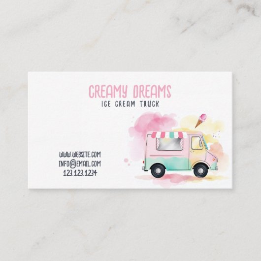 Carte De Visite Camion à glace couleur blanc (Devant)